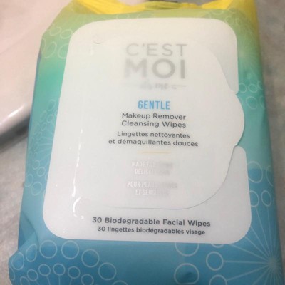 C'est Moi Gentle Makeup Remover Cleansing Wipes | Organic Aloe, Glycerin,  Green Tea and Cucumber Extract Biodegradable Facial Wipes, Fragrance Free