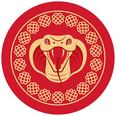 Big Dot of Happiness Lunar New Year - 2025 Year of the Snake Circle Sticker Labels - 24 Count