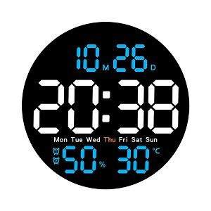 LED Wall Clock With Remote Control Auto Dimming 10 Level Brightness Digital Alarm Clock For Home Farmhouse Office - 1 of 4