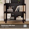 Sevobal Decorarive5 Shelf Bookshelf with Doors Tall Bookcase Display Shelves for Home Office, Brown, 29.9"*14.6"*70.9" - 3 of 4