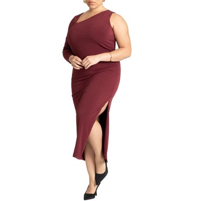 ELOQUII Women's Plus Size One Shoulder Maxi Dress
