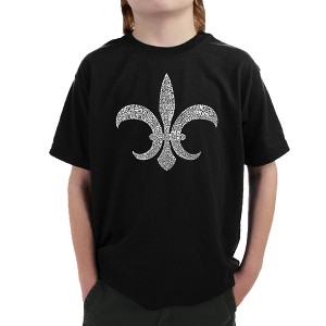 LA Pop Art Boy's Word Art T-shirt - FLEUR DE LIS - POPULAR LOUISIANA CITIES - 1 of 4