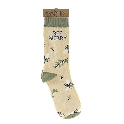 Novelty Socks 12.5" Holiday Socks Bee Merry Christmas Insects Karma  -  Socks