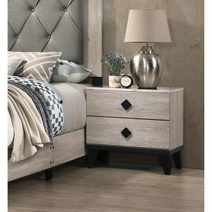 NicBex 2 Drawer Nightstand,Wood Bedside Table with Diamond Handles for Bedroom,Living Room,Bedside - 1 of 4