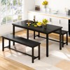 Hooseng 47.2'' 3-Piece Dining Table Set for 4 with 2 Benches,  Farmhouse Wood Grain Kitchen Breakfast Table & Chair Set for Kitchen, Apartment - 3 of 4