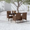 vidaXL Patio Dining Set Outdoor Dining Set Table and Chair Set for Garden - 5 Piece with Cushions Brown and Black 55.1" Table Length - 2 of 4