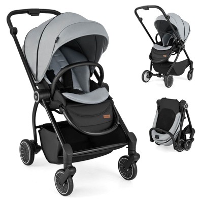 Safstar Baby Stroller Foldable Infant Pram Stroller w/ Reclining Backrest Handle