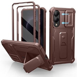 Dexnor for Samsung Galaxy S25 Edge Case with Upgraded Slide Camera Cover & 2 Front Frames & Built-in Screen Protector & Kickstand,Army - 1 of 1