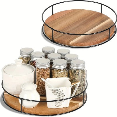 LunaLulinlk 9 inch Lazy Susan for Table Top, Pantry Organizers and Storage for Cabinet, Kitchen Countertop, Spice Rack, Walnut Wood