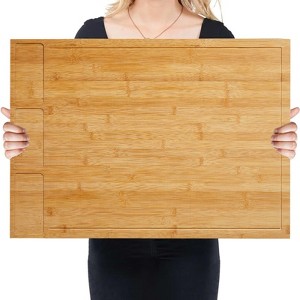Bamboo Cutting Board with Legs & Stovetop Cover, Over Sink Chopping Board with Juice Grooves for Kitchen, RV, Camper - 1 of 4