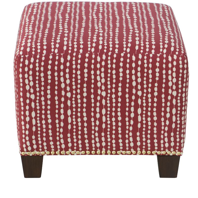 Skyline Furniture Square Nail Button Ottoman - L-e Dot Holiday Red Oga, 1 of 6