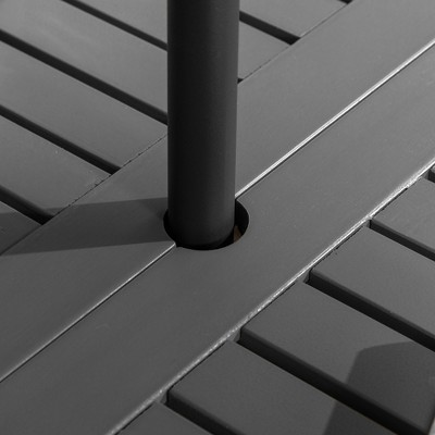 6-Piece Dark Gray Poplar Wood Patio Dining Set with Bench