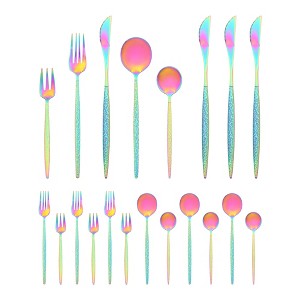 REGALWOVEN 20 Pcs Stainless Steel Mirror Polished Flatware with Knife Spoons and Forks Set, Silverware Set with Grain - 1 of 4