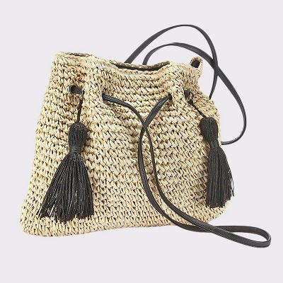 Women's Tassel Raffia Handbag - LASCANA
