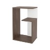 Vynxaria White & Concrete Melamine Side Table: 2-Open Shelf Storage, Light Oak Accents for Modern Bright Spaces - 3 of 4