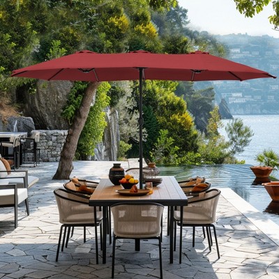 Captiva Designs 9'x15' Rectangular Outdoor Market Umbrella with Crank Handle