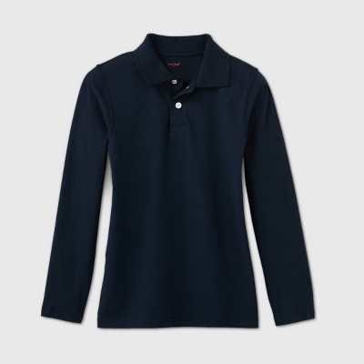 long sleeve navy polo shirt