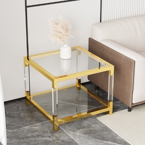 MAYEERTY Modern Minimalist End Table with Acrylic Leg, Gold - 1 of 4
