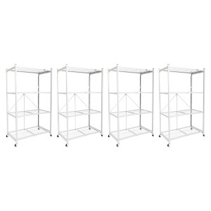 Origami 4 Tier Foldable Heavy Duty Metal Garage Storage Shelf Rack with Wheels and Powder Coated Steel for Home & Office Organization - 1 of 4