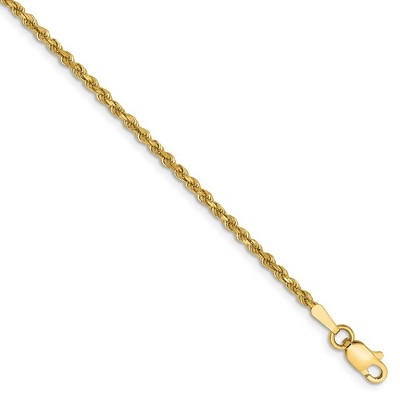 Black Bow Jewelry 1.75mm Diamond Cut Rope Chain Bracelet in 14k Yellow Gold, 6 Inch