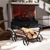 Syemin Firewood Racks and Carriers Outdoor Mobile Fireplace Firewood Stand Portable Log Rack Heavy Duty Wood Storage Holder, Black, 20"*16"*11" - 2 of 4