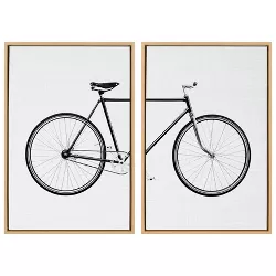 2pc 23" x 33" Sylvie Bicycle by Simon Te of Tai Prints Framed Wall Canvas Natural - Kate & Laurel All Things Decor