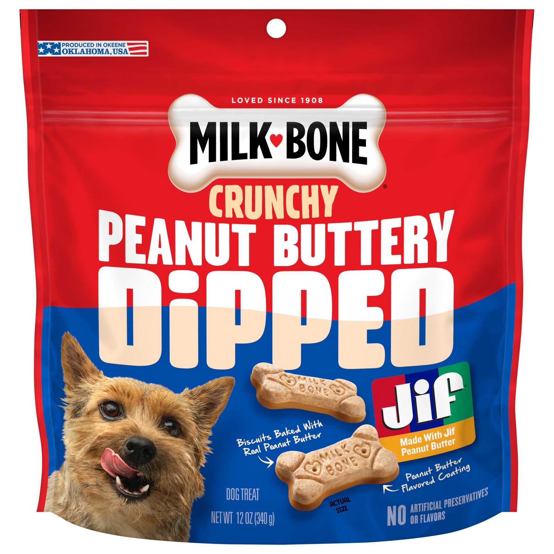 Milk-Bone Dipped Peanut Butter Crunchy Dog Treats - 12oz