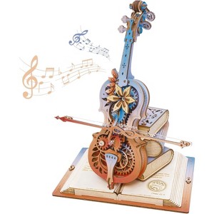 3D Wooden Music Box Puzzle - Cello Model, DIY Building Kit with Mechanical Music for Adults - 1 of 4