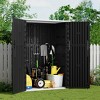 Vertical Outdoor Storage Shed, 57 Cu. Ft. Waterproof Resin Cabinet for Space-Saving Patio, Garden Tool, and Pool Equipment Organization - Black - 4 of 4