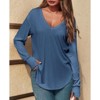 Imily Bela Womens Deep V Neck Tunic Tops Long Sleeve Oversized Casual Loose Fit Curved Hem T Shirts - 2 of 4