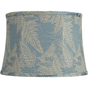 Springcrest Brescia 14" Top x 16" Bottom x 11" High x 11" Slant Print Lamp Shade Replacement Medium Teal Drum Modern Softback Washer Harp Finial - 1 of 4