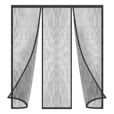 NewHome "2Pcs Magnetic Screen Door for Double Doors, 72x80in Self-Sealing Mesh for Sliding & Patio Doors" Black