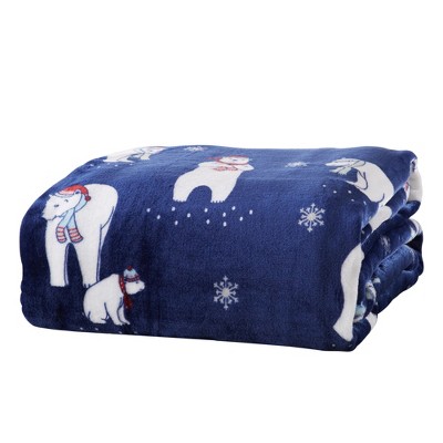 Great Bay Home Velvet Plush Fleece Holiday Printed Warm and Cozy Throw Blanket