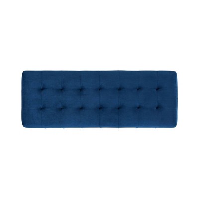 Crosby Blue Velvet 52" Contemporary Tufted Storage Ottoman