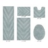 Hugo 5-Piece Bath Rug Set 100% Premium Cotton Tufted Chevron Pattern Bathmats for Bathroom, Super Soft Absorbent Machine Washable - 2 of 4