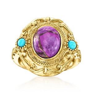 Ross-Simons Purple and Blue Turquoise Ring in 18kt Gold Over Sterling - 1 of 4