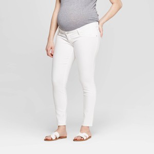 Maternity Inset Panel White Skinny Jeans - Isabel Maternity by Ingrid & Isabel White 12, Women
