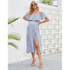 BLUEMING Maternity Sundress Flounce Elastic Neckline Dress Thigh Slit Maxi A-Line Dress - 2 of 4