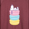 Women's - Peanuts - Snoopy Stacked Macarons Lightweight French Terry Wide Neck Long Sleeve Shirt - 2 of 4