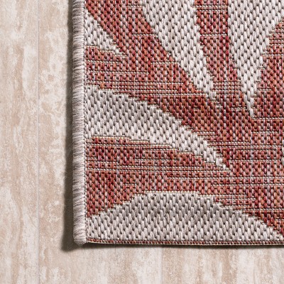 Red and Beige 2x8 Synthetic Indoor/Outdoor Runner Rug