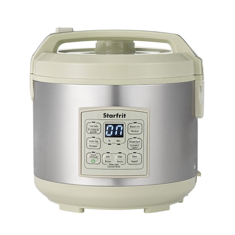 Starfrit 14-Cup Low-Carb Electric Rice Cooker, Green/Gray—with 7 Presets, 3 of 7
