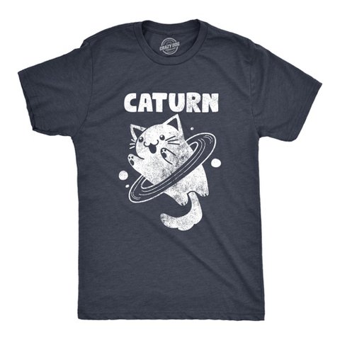 Мужские футболки Crazy Dog T-Shirts, Inc. Mens Caturn T Shirt Funny Cute Saturn Kitten Planet Rings Outerspace Tee for Guys - Crazy Dog Men's T Shirt For Cat Lovers Navy L