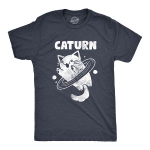 Mens Caturn T Shirt Funny Cute Saturn Kitten Planet Rings Outerspace Tee For Guys - Crazy Dog Men's T Shirt - 1 of 4