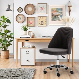 IULULU Office Desk Chair, Modern Cute Rolling Vanity Swivel Task Chairs with Wheels, Comfortable Back Seat Armless - 1 of 4