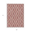 Burgundy And Ivory Geometric Washable Indoor Outdoor Area Rug - 3 of 4