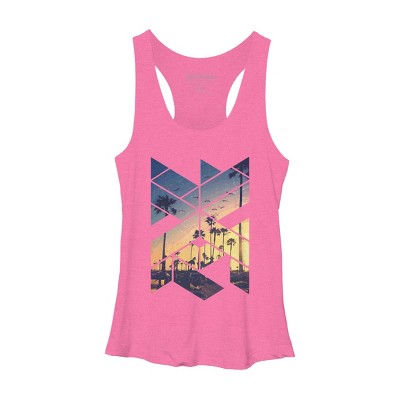 Women's Design By Humans Vintage Palm Beach Geometric By Magnussons Racerback Tank Top