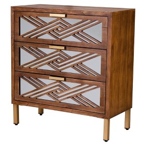 COZAYH 3-Drawer Accent Dresser Mirror Front Storage Cabinet Modern Wood Furniture for Bedroom Living Room Entryway Decor Wood - 1 of 4