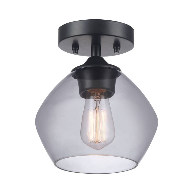 Harrow 1-Light Semi-Flush Mount Ceiling Lighting with Smoked Glass Shade - Globe Electric, 5 of 11