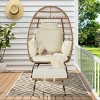 Patio Oversized Wicker Egg Chair,Outdoor Rattan Egg Chair With Ottoman And Cushions,PE Rattan Eoven For Backyard Balcony-Coolbibila - 2 of 4