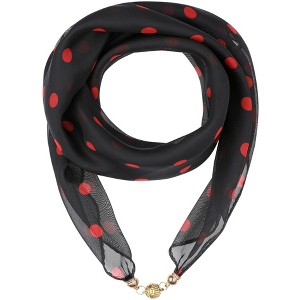 INSPIRE CHIC Women's 1950s Polka Dots Chiffon Square Pendant Necklace Scarves with Magnetic Buckle 1Pc - 1 of 4